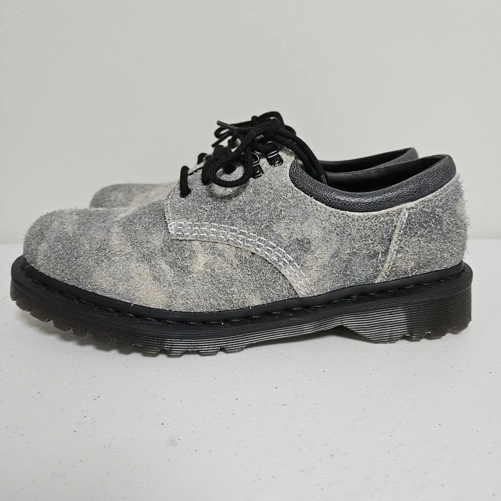 Dr. Martens Shoes Mens 9‎ Grey Stonewash Hairy Suede Low Top Oxford #8053 NWOT